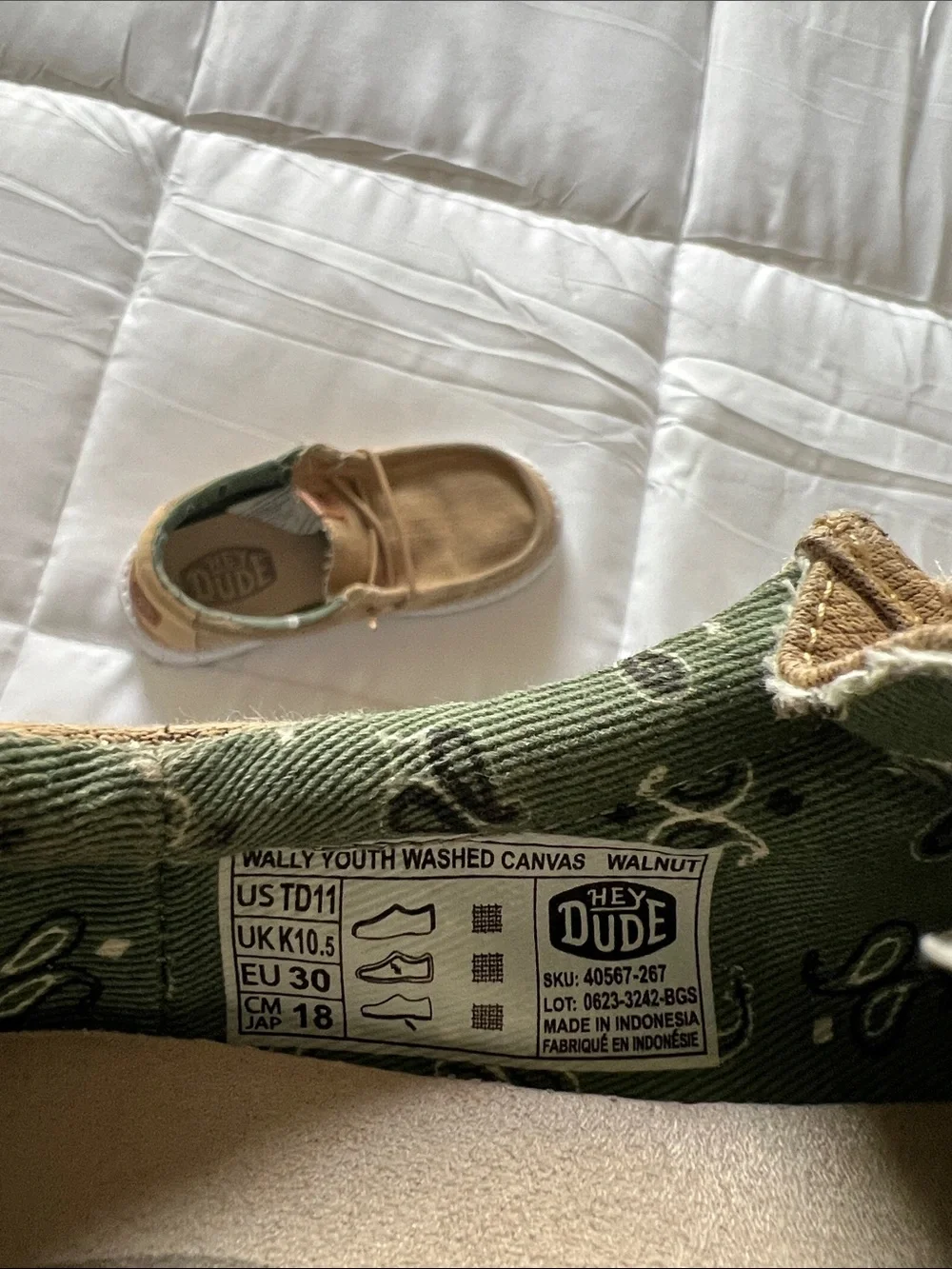 Hey Dude Kids Tan Canvas Slip-On Shoes